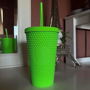 Grande neon green studded Starbucks tumbler